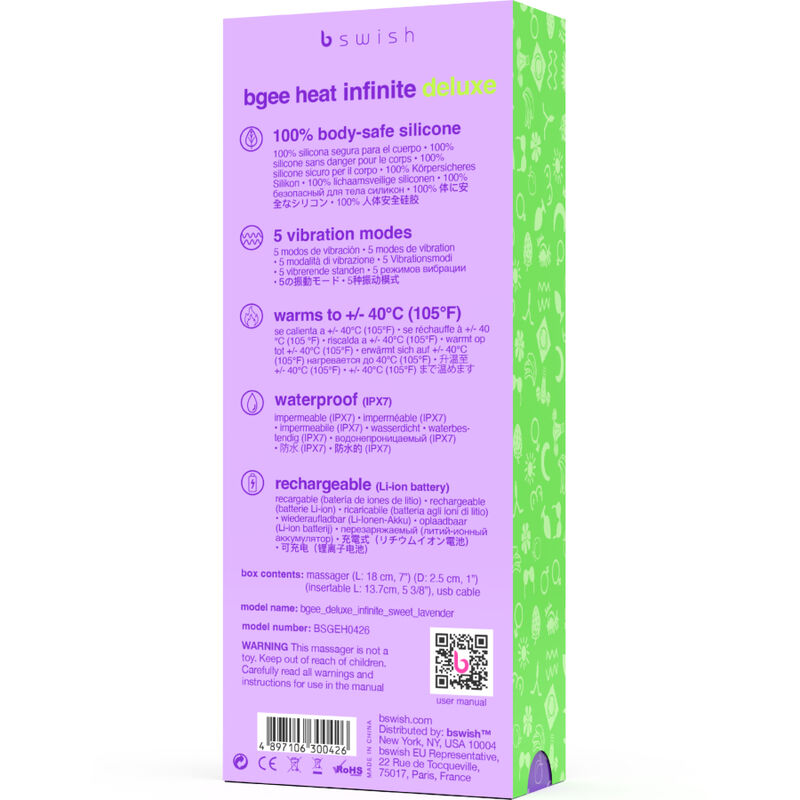 Vibromasseur Chauffant Bgee Heat Infinite Deluxe 5 Modes IPX7 - B Swish