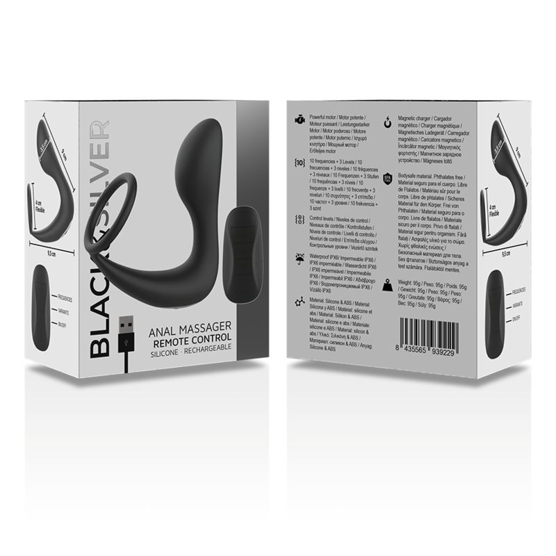 Vibromasseur Couple Anal Télécommandé 2 Moteurs 10 Modes Rechargeable - Black&Silver