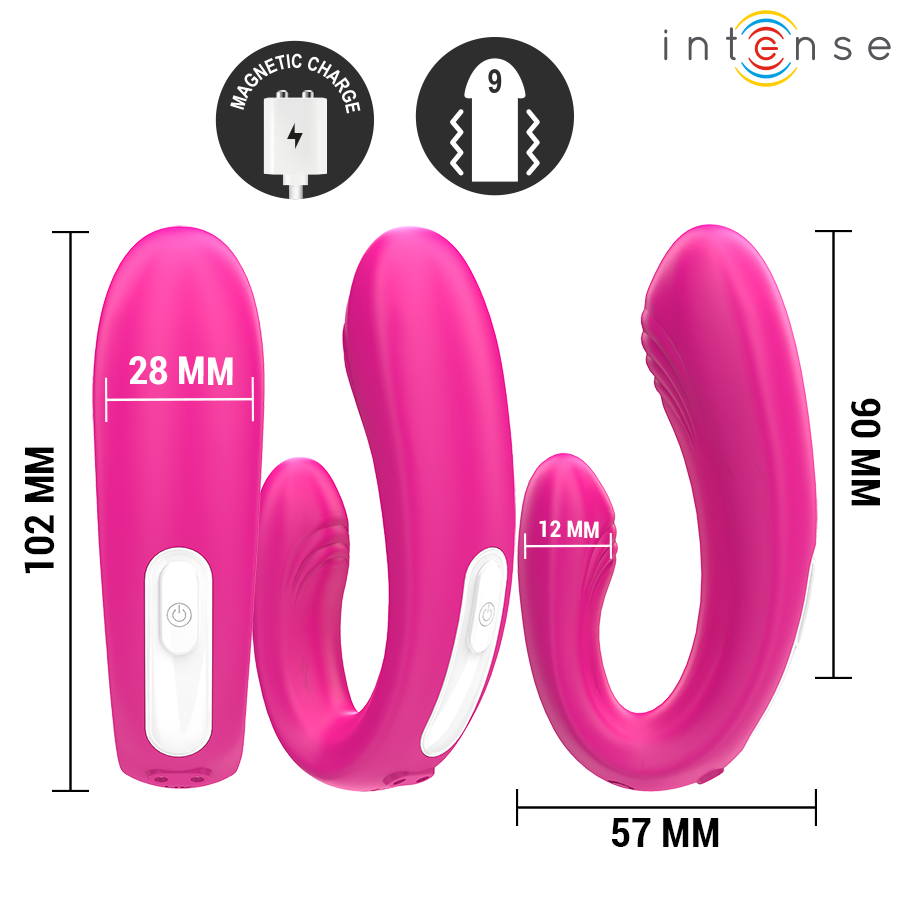 Vibromasseur Couple Janet Forme en U 2 Moteurs Télécommande 9 Modes - Intense