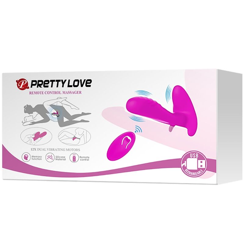 Vibromasseur Couple Télécommandé 12 Vibrations Silicone Violet - Pretty Love