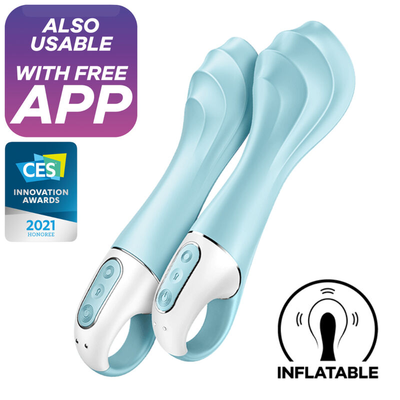 Vibromasseur Point G Gonflable Air Pump 5+ Connect App Bleu - Satisfyer