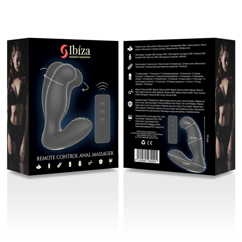 Vibromasseur Prostatique Télécommandé 10 Modes Rotatif Rechargeable - Ibiza Technology