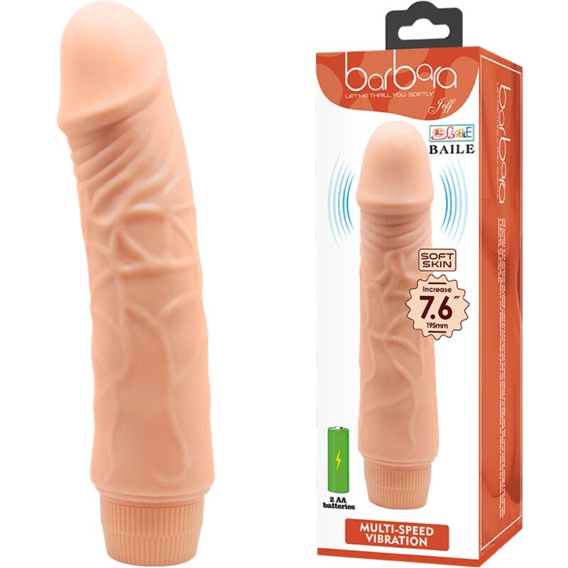 Vibromasseur Réaliste Barbara 20 cm Multi-Vitesses Commande Rotative - Baile