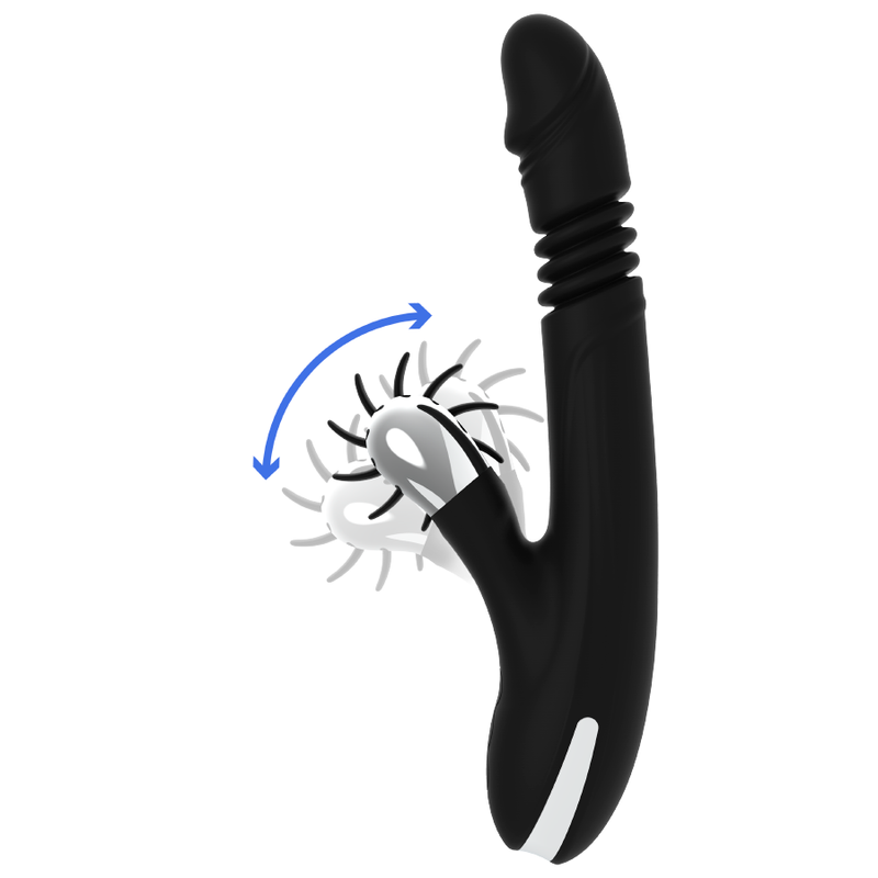 Vibromasseur Rabbit Bunny Reed Up & Down Mouvement Va-et-Vient - Black&Silver