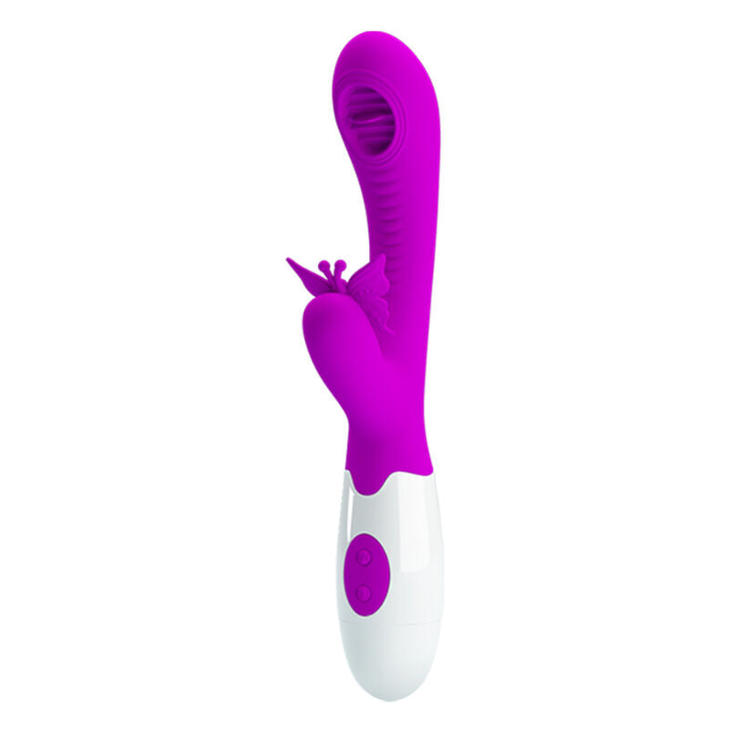 Vibromasseur Rabbit Léchant Moth Lilas 12 Vibrations 3 Modes Langue - Pretty Love