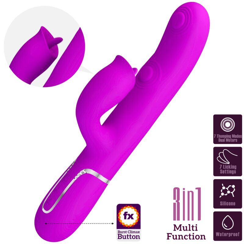 Vibromasseur Rabbit Langue Léchante 7 Vibrations 7 Léchages - Pretty Love