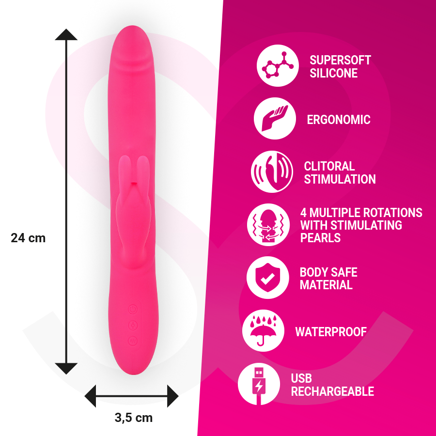 Vibromasseur Rabbit Rotatif Somer 7 Vibrations 4 Rotations Rechargeable - Moressa