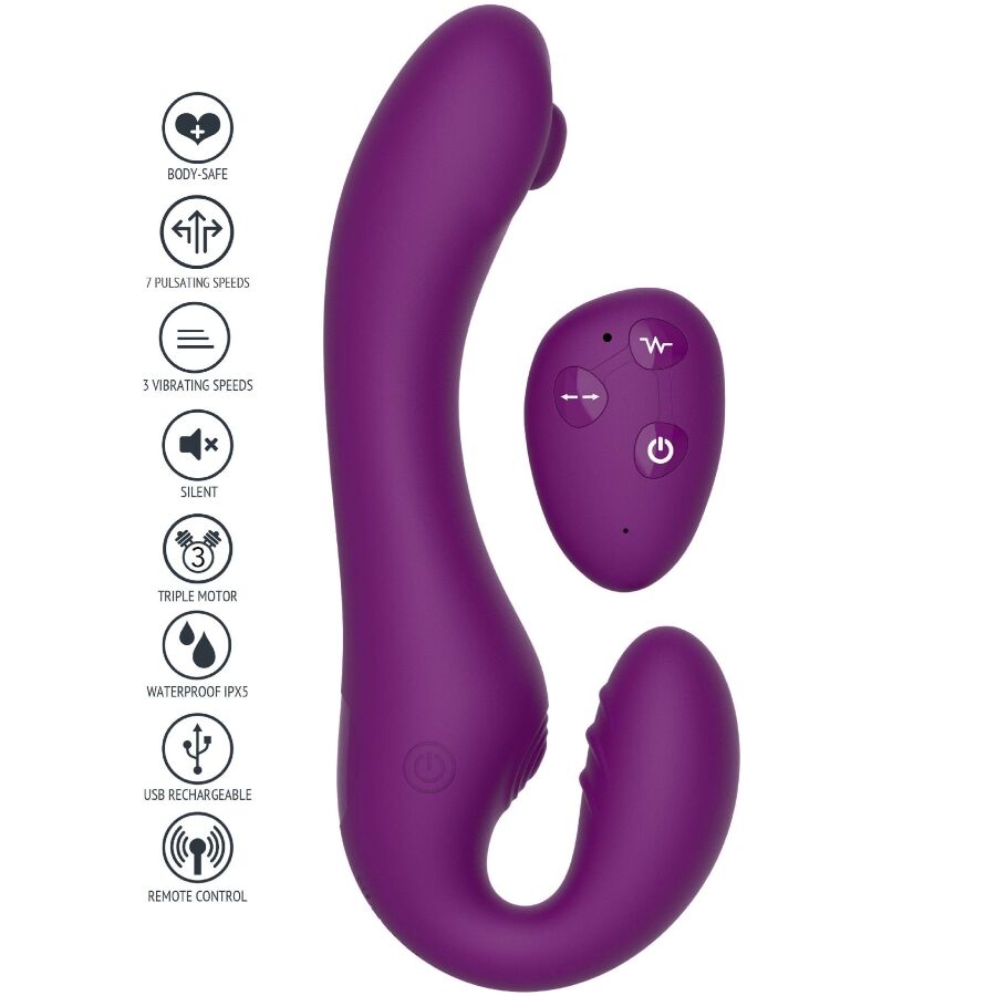 XOCOON - VIBRATEUR SANS STRAPLESS 2 EN 1 AVEC TÉLÉCOMMANDE VIOLET